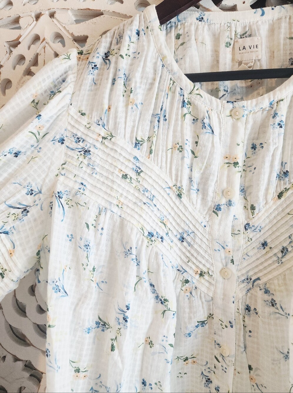 LA VIE BY REBECCA TAYLOR CREW NECKLINE FLORAL PRINT 3/4 SLEEVE SZ MEDIUM NWOT - Picture 6 of 10
